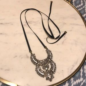 Bauble Bar Long Black Ribbon Statement Necklace